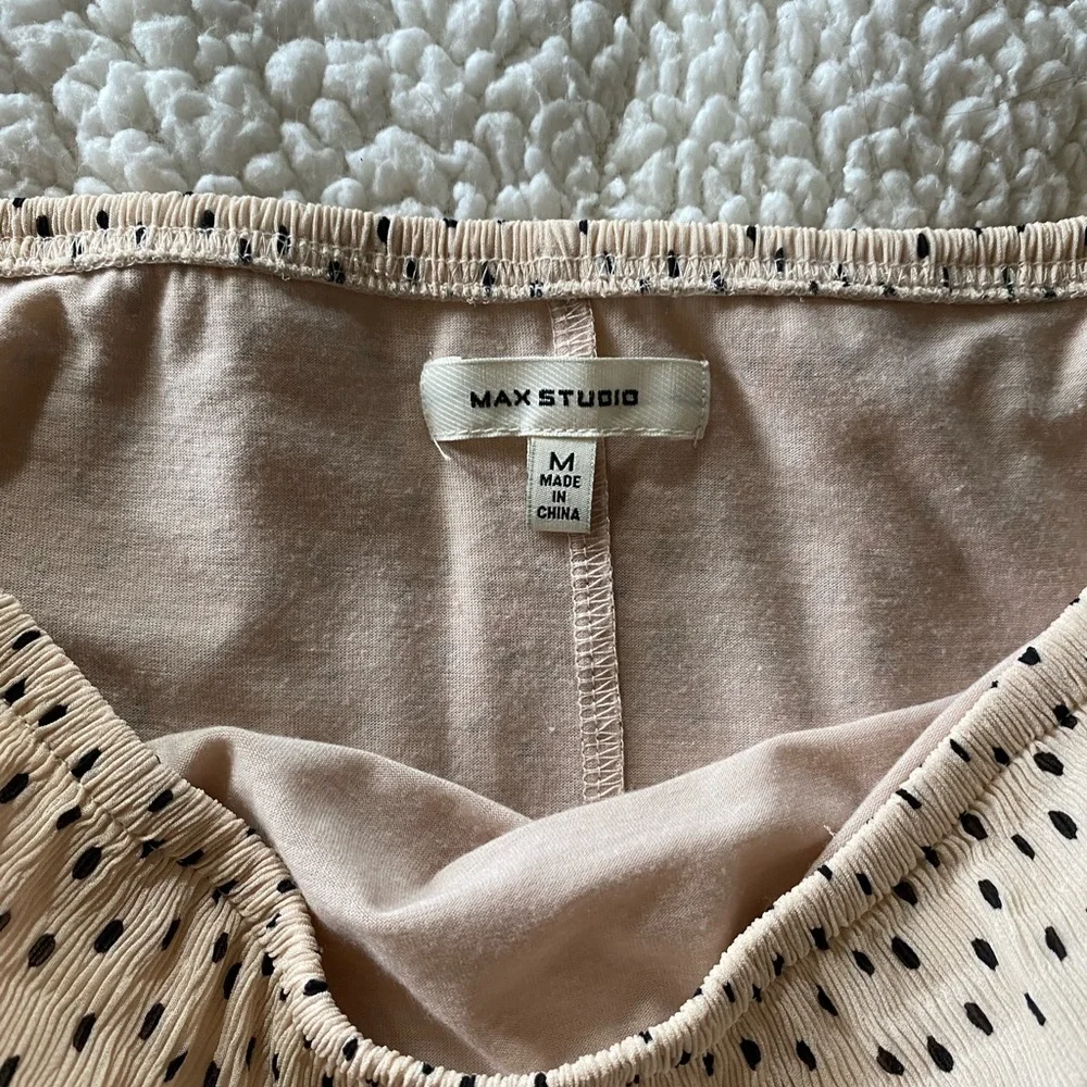 Max Studio skirt. Light Pink with black polka dots. Size Medium. - Picture 2 of 4